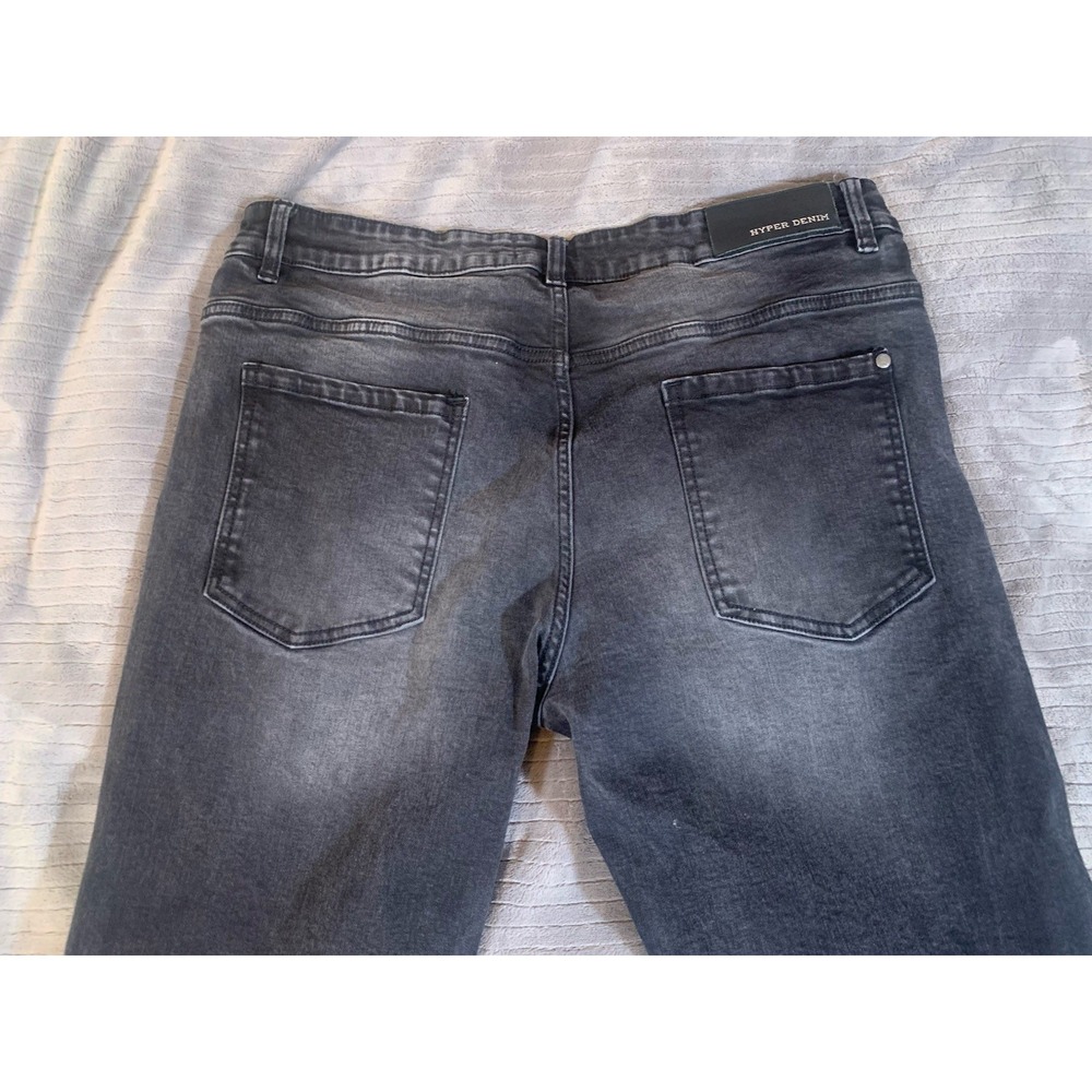 Hyper Denim Men's 38x33 Black Biker Stretch Denim Jeans Slimming - Picture 14 of 15